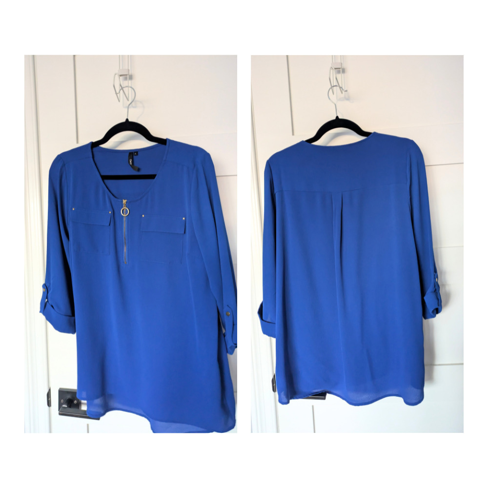 Cathy 3/4 Sleeve Chiffon Shirt in Blue